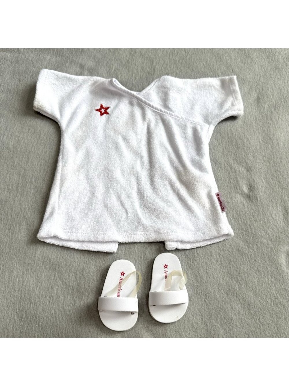 American Girl Spa Outfit Wrap Dress Flip Flops Sandals Terry Cloth  READ